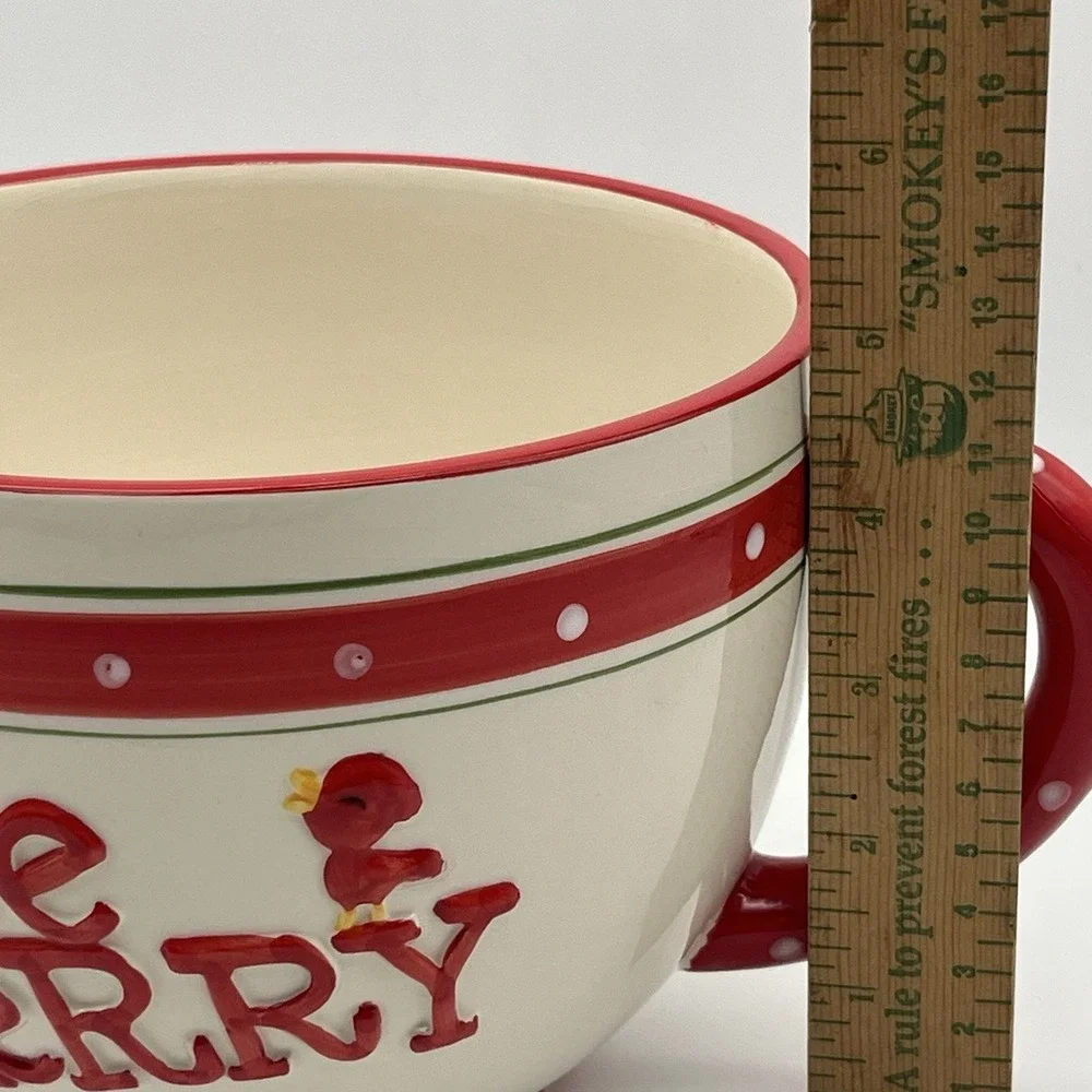 Target Be Merry Oversized Mug Christmas Decorative Bowl Red White Polka Dot 5in